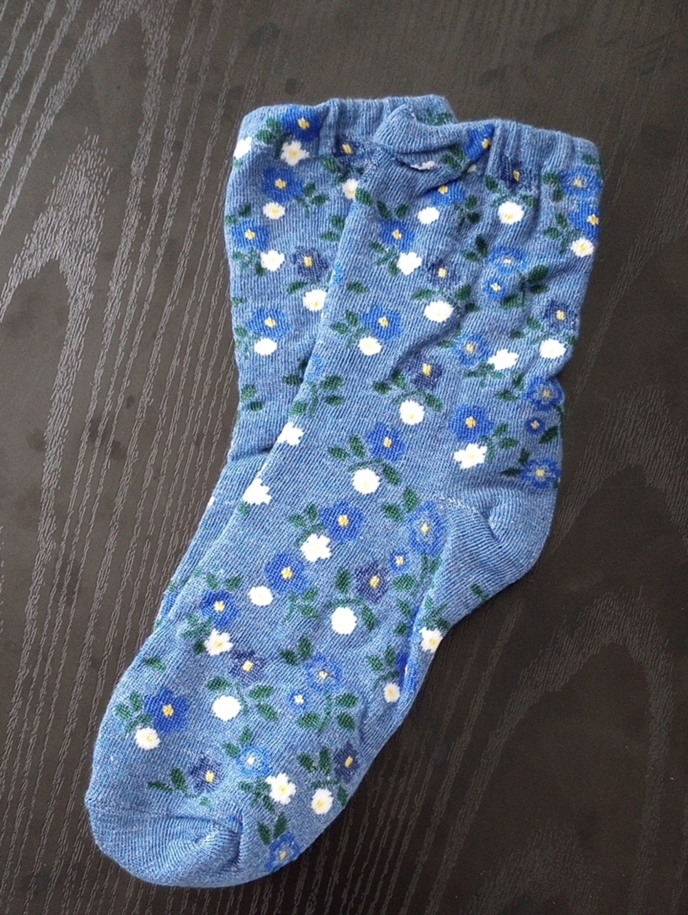 Blue Ditsy Floral Women's Crew Socks Soft Comfort